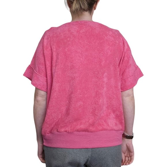 Vintage Womens 70s L XL Sears Terry Cloth Towel Surf Beach Mod Hippy‎ Shirt Pink - Picture 7 of 9